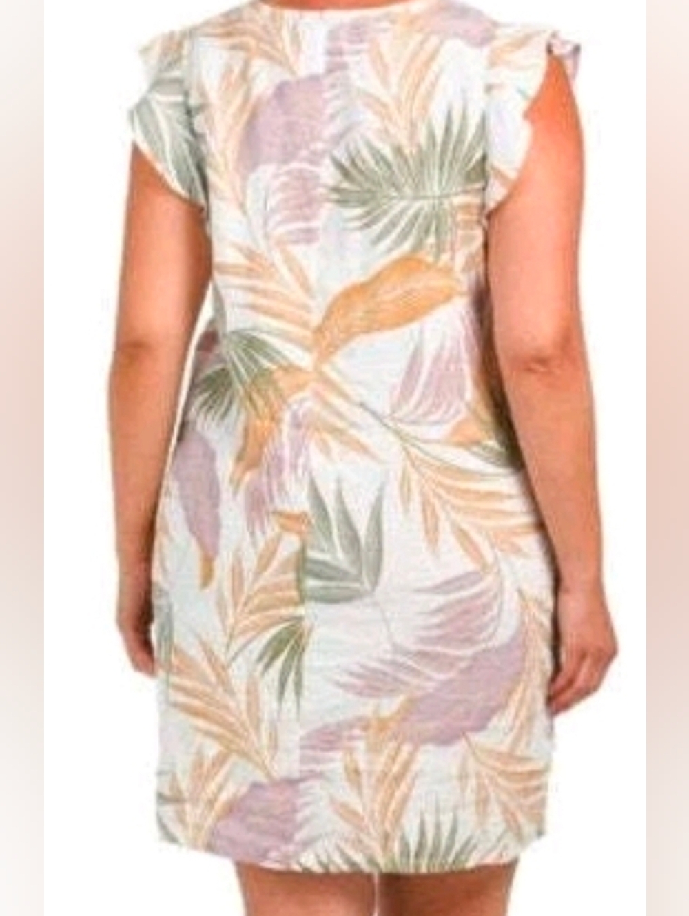 Tahari Floral Sundress Womens Size L Oatmeal 100% Linen Lagenlook Vacation BoHo - Picture 3 of 6